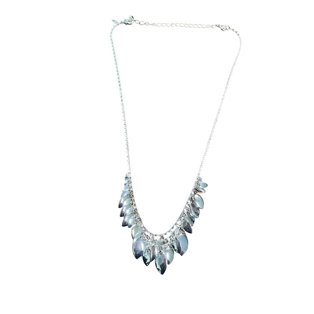 Avon Silver Tone‎ Multi Marquise Shaped Disk Dangle Statement Necklace